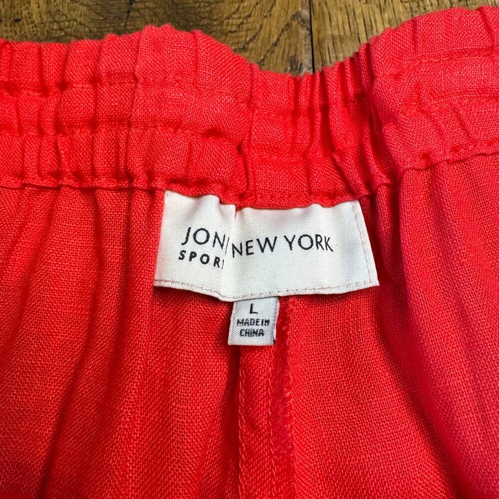 Jones New York Sport 100% Linen Blouse XL and Pants L Orange Green Button Up - Picture 3 of 14